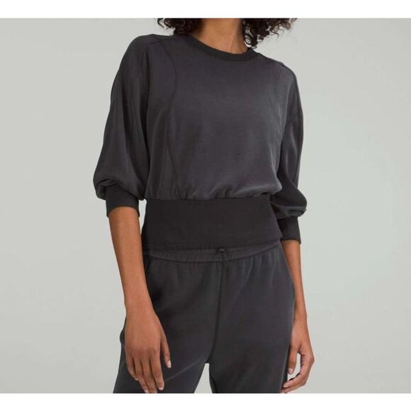 Lululemon Softstreme Ribbed-Hem Pullover, Black, GUEC, Size 6 - Picture 2 of 7